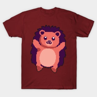 Spiky Defender: Pixel Art Hedgehog Design for Fashionable Attire T-Shirt